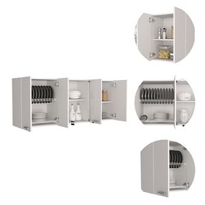 Armadio da Cucina Bianco Superiore 150 con Vetro, Quattro Ripiani Interni e Due Ante Doppie - Product Image 3