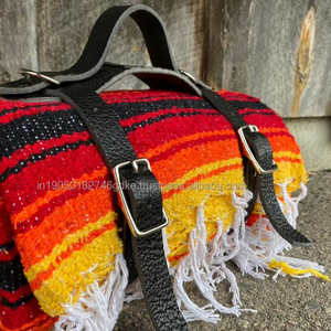 Leather Blanket Mat Strap Durable <b>Adjustable</b> Genuine Lightweight Strap with Brass Buckle Carrier for Outdoor Adventures - Product Image 5