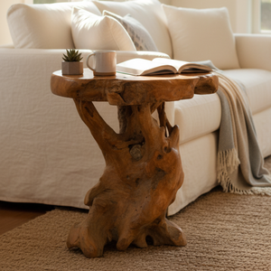 Mesa de Centro de Madera de Teca Natural Rústica Premium, Hecha a Mano, Artesanal, Antigua, Duradera, Orgánica, para Sala de Estar, Muebles para el Hogar de Lujo ARTERRA - Product Image 5