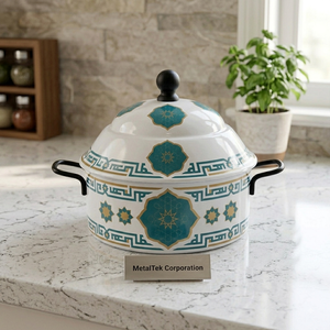 Ensemble de casseroles isothermes en émail à motifs géométriques islamiques, style arabe, pour garder les aliments au chaud, en acier inoxydable, ustensiles de cuisine, plat de service, marmite - Product Image 2