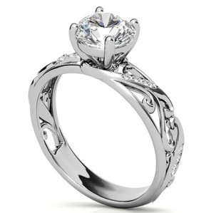 Round Cut <b>Solitaire</b> Moissanite <b>Ring</b> 925 Sterling <b>Silver</b> White Gold Plated Luxury Classic Engagement Wedding Promise Bridal <b>Ring</b> - Product Image 3