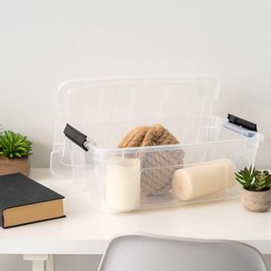 Set di 6 Contenitori in Plastica Senza BPA da 13 Qt con Coperchio Trasparente e Chiusure, Soluzione Organizzativa Resistente, Impilabile e Annidabile - Product Image 4