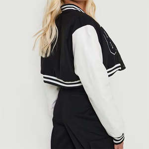 เสื้อแจ็คเก็ตวาร์ซิตี้สไตล์ยุโรปสำหรับผู้หญิง แฟชั่นทันสมัย ผ้าฝ้ายเนื้อนุ่ม ระบายอากาศได้ดี ซิป คอตั้ง แขนยาว สีพื้น - Product Image 3