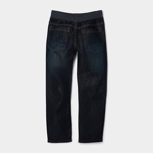Jeans en denim brut à jambe droite pour garçons, taille élastique, coupe régulière, longueur complète, pantalon en denim décontracté pour enfants, tenue quotidienne, mode urbaine, nouveauté - Product Image 3