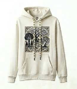 Sweat-shirt à capuche en coton pour homme avec imprimé arbre, coupe classique, décontracté, pour l'automne, en tissu tricoté respirant, avec poche et logo frontal - Product Image 1