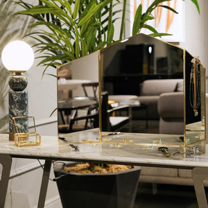 Unique Design Tabletop Durable <b>Makeup</b> <b>Mirror</b> Clear <b>Mirror</b> Gold Plated Decorative Home Eco Friendly Shatterproof Desktop <b>Mirror</b> - Product Image 1