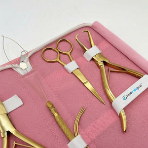 Hair <b>Extension</b> Micro <b>Beads</b> Link and Removal Plier Gold Plasma Stainless Steel Hair <b>Extension</b> Tools Kit with Pink Case and LOGO - Product Image 4