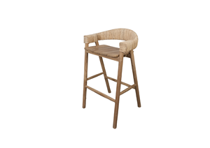 Chaise de bar Elmo Premium en teck massif, écologique, durable, avec accoudoirs fixes, finition naturelle, design contemporain minimaliste. - Product Image 3