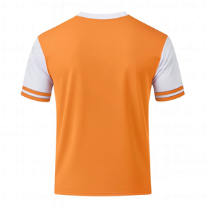 Maillot de football orange pour homme, manches courtes, col rond, respirant, polyester, coupe classique, couleur unie, design à blocs de couleurs, toutes saisons, adulte - Product Image 2