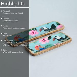 Juego de 2 Platos Rectangulares de Madera de Mango con Diseño Impreso, Hechos a Mano, Elegantes y Decorativos para el Hogar y Restaurantes - Product Image 6