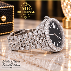 Montre en diamant MB ETERNAL JEWELS, boîtier carré en alliage de 41 mm, mouvement automatique à quartz, fermoir à boucle, luxe unisexe - Product Image 3