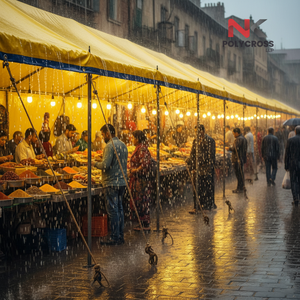 Bâche de marché imperméable et résistante aux UV, pare-pluie et coupe-vent, sur mesure - Product Image 2