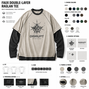 Camiseta de Manga Larga Raglán de Doble Capa de Algodón Grueso de 300g, para Hombre, Talla Grande, Estampado Gráfico Vintage, Logotipo Personalizado, Precio Bajo - Product Image 5