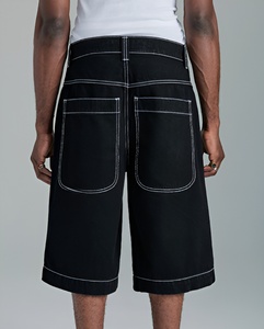 Pantalones Cortos Bermuda de Mezclilla de Algodón Sólido para Hombre, Cintura Media, Cierre con Botones, Tejido de Lona Transpirable - Product Image 2