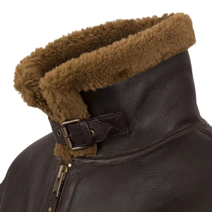 Chaqueta de Aviador Unisex Marrón 100% Algodón con Capucha, Cuello Alto, Forro de Piel de Oveja, Transpirable, con Cierre, Corte Regular, Invierno, Servicio OEM - Product Image 2