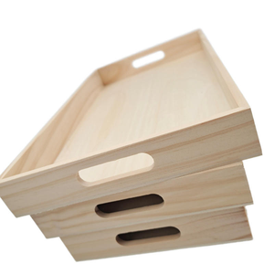 Plateau rectangulaire en bois de pin sculpté, plateau en bois à angle droit pour service de thé d'hôtel, rangement domestique, cuisine, aliments - Product Image 4
