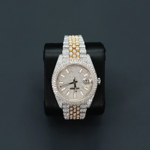 VVS Clarity Unisex Moissanite Diamond Luxury <b>Watch</b> <b>18K</b> <b>Gold</b> 925 Sterling Silver Two Tone Quartz Movement Fashion Jewelry - Product Image 2
