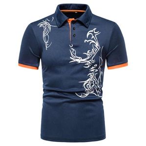 Men's <b>White</b> Short Sleeve <b>Polo</b> Shirt With Black Tribal Print Contrast Trim Slim Fit Casual Poplin T-Shirt - Product Image 4