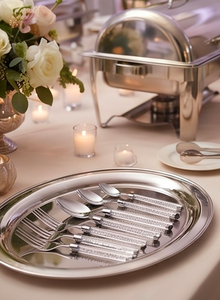 Ensemble de couverts Glam Crystal Handle, finition miroir haute brillance, compatible lave-vaisselle, pour la vaisselle de mariage, couverts en métal, design élégant - Product Image 3