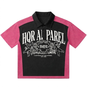 HQR APPAREL Chemise Homme Noire à Manches Courtes avec Logo Imprimé sur le Devant, Bordure Contrastante, Coupe Classique, en Jersey de Coton Respirant et Décontracté - Product Image 3