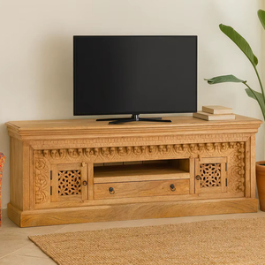 Meuble TV élégant Monroe, meuble TV moderne en bois, console multimédia en bois massif, mobilier de salon minimaliste - Product Image 1
