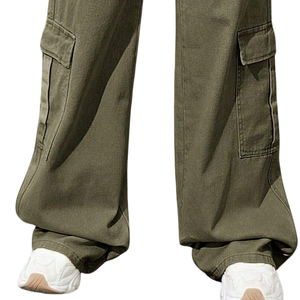 Pantalones Cargo de Mezclilla para Mujer, Pierna Ancha, Cintura Alta, Ajuste Holgado, Múltiples Bolsillos, Jeans de Algodón, Estilo Casual Urbano, Pantalones Utilitarios Largos - Product Image 5
