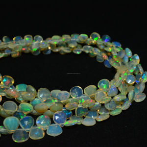 Pulsera en Forma de Corazón Facetado de Piedra de Ópalo Etíope Natural, Cuentas Multicolores de 4x4 a 9x9mm para la Fabricación de Joyas - Product Image 1