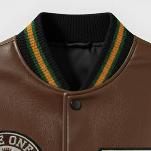 Chaquetas Varsity con Cuello Alto para Hombre al por Mayor, Chaquetas Varsity de Cuero Teñido Liso en Grandes Cantidades a Precio Económico - Product Image 5