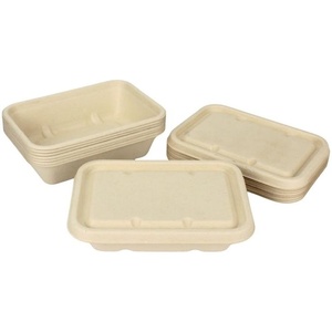 Nouveau style de contenant alimentaire en bagasse anti-fuite 750 ml, emballage écologique pour repas, forme rectangulaire, non blanchi, pour plats à emporter - Product Image 1