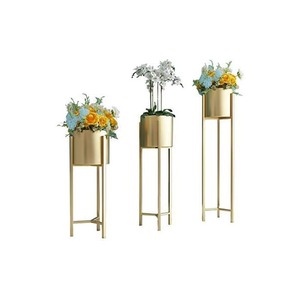 Gold-Plated Metal Planter with Modern Stand for Premium Home Styling Industrial Style Metal Plant <b>Pot</b> with Matte Black Stand - Product Image 6
