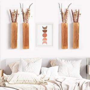 Wooden Wall <b>Vase</b> Rectangular Wall Planter Carved Decorative Flower Holder for Home Office - Product Image 3