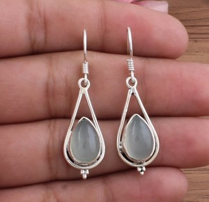 Pendientes de Piedra Lunar Blanca Natural al por Mayor, Joyería de Plata de Ley 925 Hecha a Mano, Regalo de Fiesta para Mujer, Piedra de Nacimiento de Junio - Product Image 4