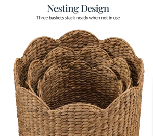 Artex HaiNam Natural Water Hyacinth Storage Baskets Set <b>Rustic</b> Style Multi-Purpose Neatening Organizers Eco-Friendly Living Room - Product Image 5