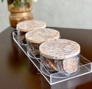 Contenedores de postre con tapa de madreperla con bandeja acrílica Cajas de joyería elegantes para frutas secas Galletas de chocolate Regalos dulces - Product Image 3
