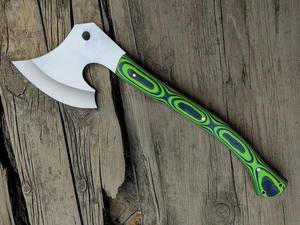 Hacha de exterior personalizable de acero 1095, forjada a mano, con espiga completa, tipo tomahawk, mango de Micarta, para carpintería y corte de leña - Product Image 5