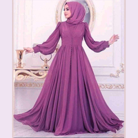 Abaya musulmane sur mesure, mode, boutons sur le devant, logo, manches longues, satin, élégante, plissée, volants, maxi, col haut, robe de soirée Ramadan