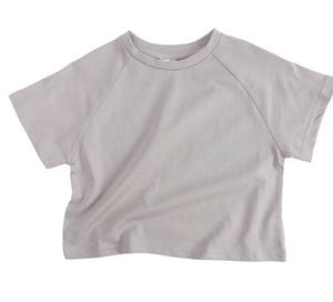 Vêtements pour enfants, t-shirt à manches courtes, été, couleur unie, col rond, décontracté, 100% coton - Product Image 2