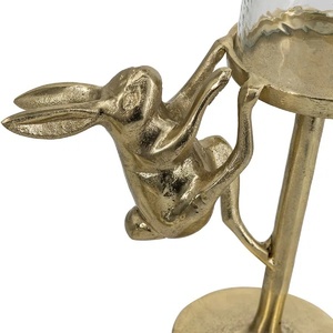Handcrafted Gold Metal Rabbit Candle Stand Decorative Hare <b>Hurricane</b> <b>Lantern</b> with Glass Chimney Creative Animal-Themed Tabletop - Product Image 2