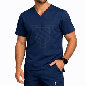 Men <b>Scrub</b> Set Spandex Twill Knitted Hospital <b>Uniform</b> Pants with Logo Back Design and Seamless Fusing - Product Image 4