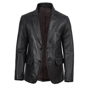 Blazer en cuir de vachette noir vieilli à capuche, coupe-vent et antibactérien, modèle OEM 2026 pour homme – Haute qualité, faible MOQ - Product Image 2