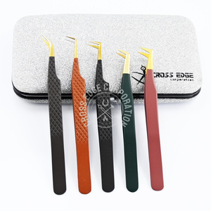 New Eyelash Individual Eyelash Tweezers Lash Extension Supplies Private Label Russian Volume Lash Extensions Tweezers - Product Image 1