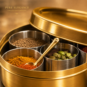 Boîte à épices en acier inoxydable avec revêtement PVD, boîte à masala en acier inoxydable doré PVD, boîte à masala de luxe avec revêtement PVD, acier inoxydable - Product Image 4