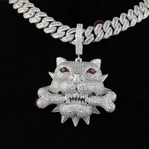 Colgantes y Dijes de Joyería Fina Hip Hop Baguette con Letra Personalizada BullDog, Collar con Nombre Chapado en Oro de 18K, Unisex - Product Image 3