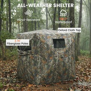 Refugio de Caza Plegable de Camuflaje para 2 Personas con Vista de 270° y Ventanas para la Caza de Ciervos - Product Image 5