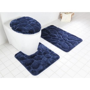 Juego de Alfombras de Baño de Chenilla Azul Marino, 3 Piezas, Acolchadas, Antideslizantes, con Base de Goma, Estilo Clásico, para Uso Doméstico - Product Image 1