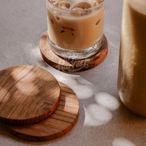 Smooth Edge <b>Wooden</b> Coasters <b>Round</b> Set Heat Resistant Drink Rest for Coffee Tea Mug Glass Anti Slip <b>Table</b> Protection <b>Dining</b> Hotel - Product Image 3