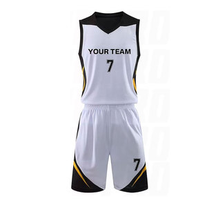 Ensembles d'uniformes de basketball respirants et à séchage rapide, cousus avec soin, blanc et noir, design par sublimation personnalisé, maillot et short - Product Image 3
