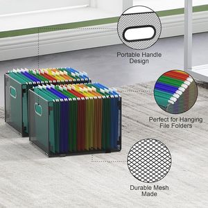 2 Pack Letter Size Hanging File Organizer Mesh File <b>Folder</b> Storage <b>Boxes</b> Hanging Cabinet Organizer for Paper & Media Items - Product Image 4