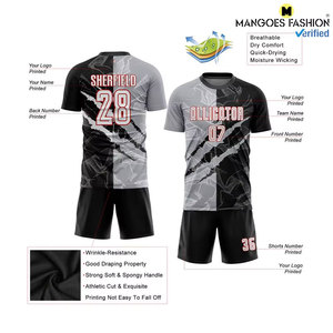 Uniforme de Fútbol Personalizado con Diseño de Graffiti en Blanco, Negro, Gris y Rojo, Sublimado, Transpirable, para Expresar tu Estilo en el Campo - Product Image 3