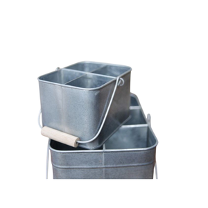 Porte-ustensiles en acier galvanisé avec poignée en bois, 4 compartiments, organiseur de cuisine et de table en métal pour la maison et la restauration - Product Image 1